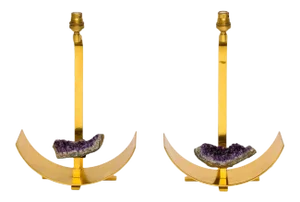 Bronze and Amethyst Table Lamps in the Manner of Willy Daro - A Pair