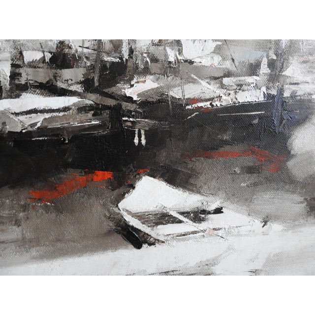 Large Mid 20th Century Atmospheric Harbor Scene by Charles C. Gruppe Zantman Gallery Provenance For Sale - Image 17 of 17