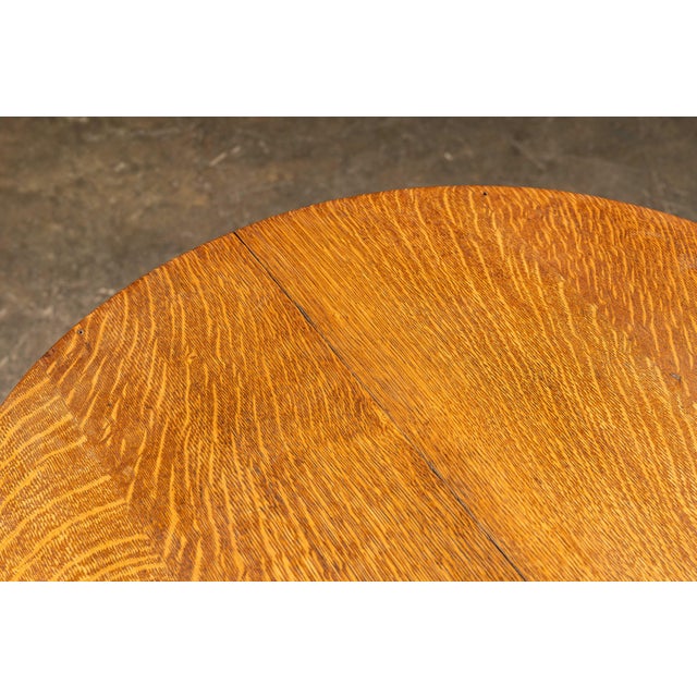 Early 20th Century Antique Quarter Sawn Round Oak and Cast Metal Café Table For Sale - Image 5 of 10