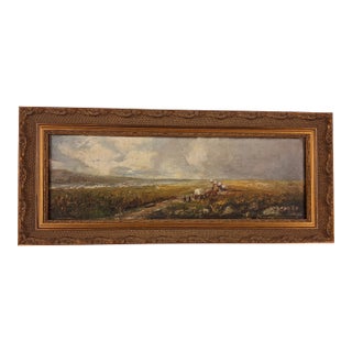 Mid 19th Century Charles Peck 1827-1900 Oil Painting Depicting Wagon Train For Sale