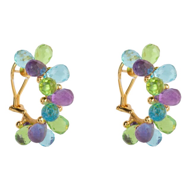 Harper Hoops, Light Green, Clip On For Sale