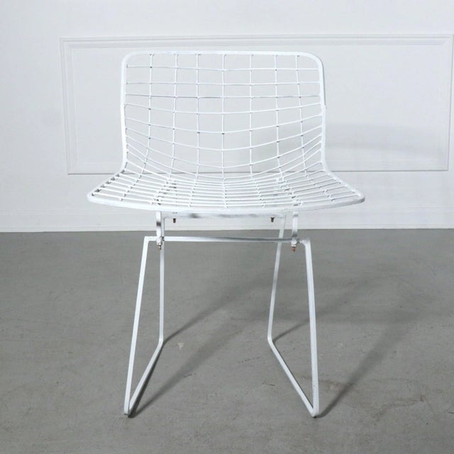 Black & White Wire Side Chairs after Bertoia for Knoll - Set of 8 For Sale - Image 9 of 12