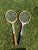 Pair of 1970s vintage colorful tennis rackets. One Pancho Gonzales Spalding and one Roy Emerson Chemold. Colorful patina...