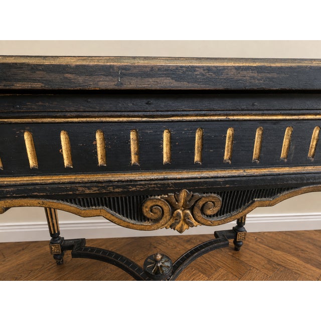 French Napoleon III Ebonized and Gilt Center Table with Sarrancolin Marble Top, 1880 For Sale - Image 11 of 14
