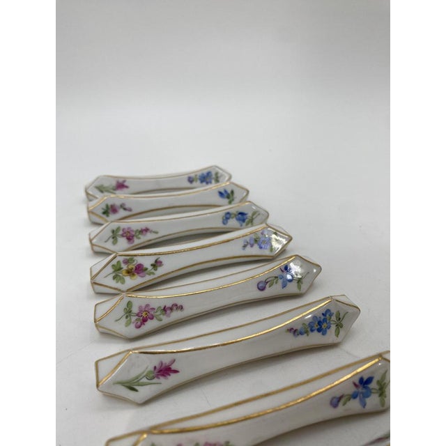 Porcelain Knife Rest with Flowers and Gold Rim from Meissen, Germany, 1900s For Sale - Image 3 of 12