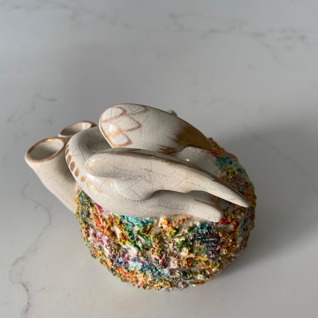 English Antique Staffordshire Ink Well With Nest, Bird and Serpent For Sale - Image 3 of 7