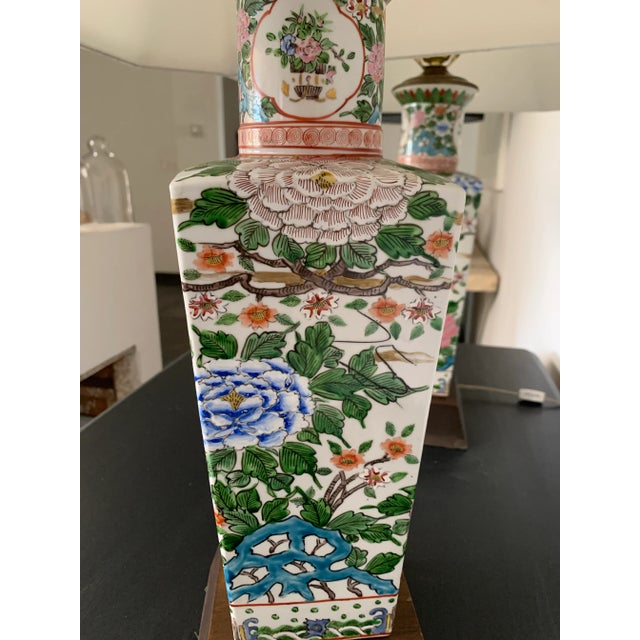 Chinoiserie Famille Verte Table Lamps - A Pair For Sale - Image 9 of 12