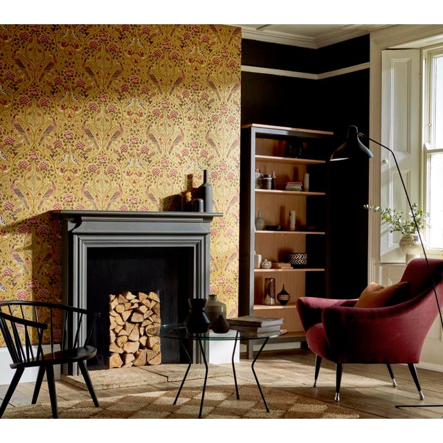 As its title suggests this wallpaper is inspired by a set of embroidered panels depicting the seasons in stitch-work...