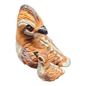 VTG Betty Kendall Clay Pottery Original Sculpture Quail W/ Cheeper Chick Signed