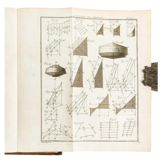 1740s Decorative French Illustrated Leather Book, l'Abbe Deidier's Measurement of Surfaces and Solides... & Theorique Et Pratique..., 2 Books in 1 For Sale - Image 4 of 6