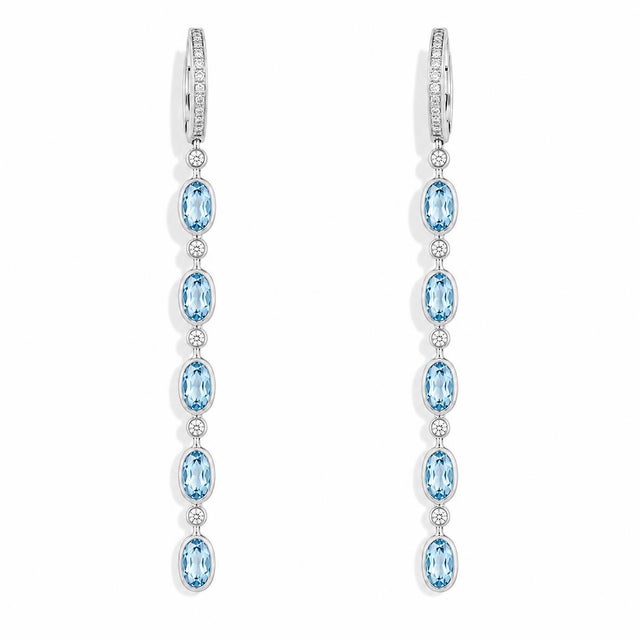 Topaz Huggie Drop Earrings, Silver, Gold, Pair For Sale - Image 4 of 10