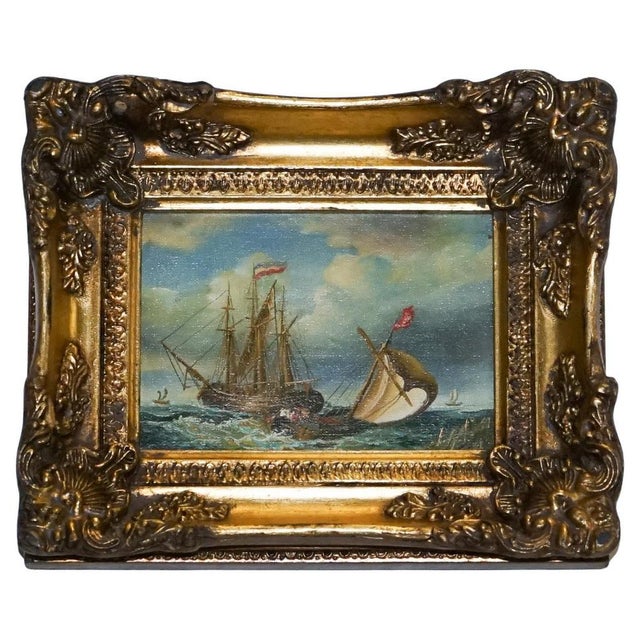 French Artist, Ship, Early 20th Century, Oil Painting, Framed For Sale - Image 13 of 13