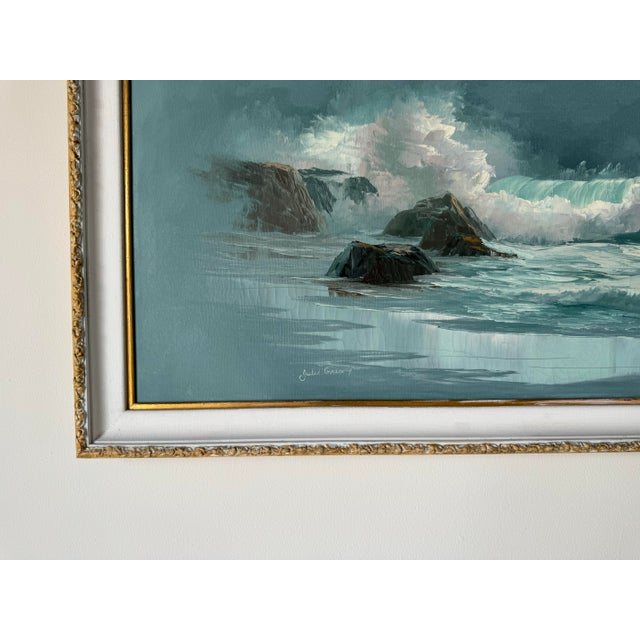 1970s 1970's Julie Gregrory Seascape Oil on Canvas Painting, Framed For Sale - Image 5 of 12