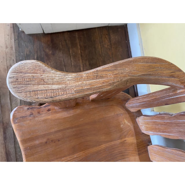 Vintage 1963 Attributed to A. Brandt Ranch Oak Rustic Blonde Captains Chair For Sale - Image 9 of 12