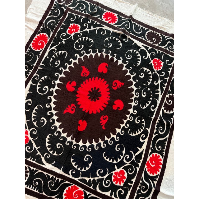 Hand-Embroidered Brown Suzani Textile Wall Art For Sale - Image 4 of 6