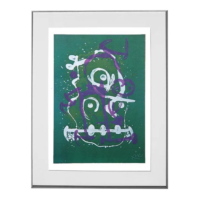 The Illiterate (Green and Violet), Joan Miro Framed Offset Lithograph For Sale