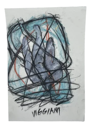 Late 20th Century Charcoal Abstract Drawing Signed Viggiani