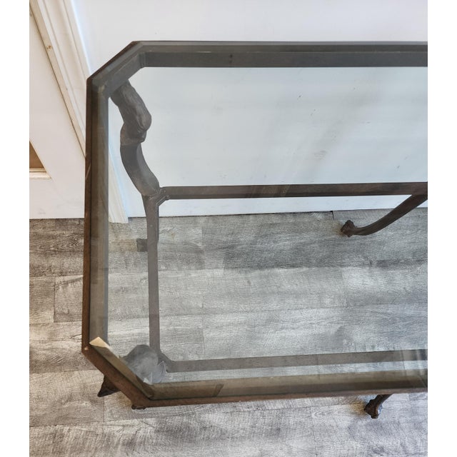 Late 20th Century Hollywood Regency Patinated Metal Console Table For Sale - Image 10 of 12