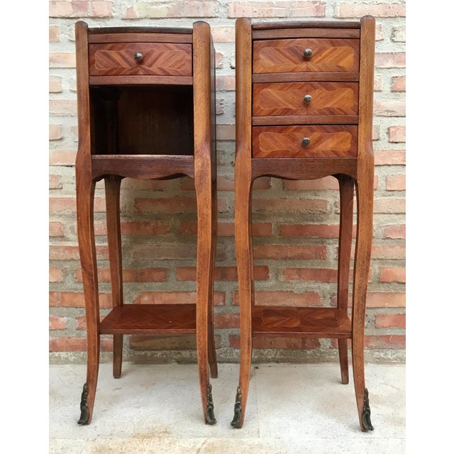 Louis XV French Walnut Bedside Tables with Marquetry, Set of 2 For Sale - Image 16 of 16