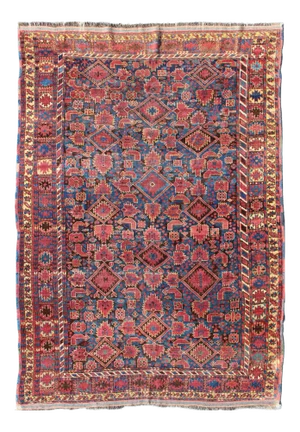 Antique Caucasian Beshir Rug With Geometric and Tribal Motifs