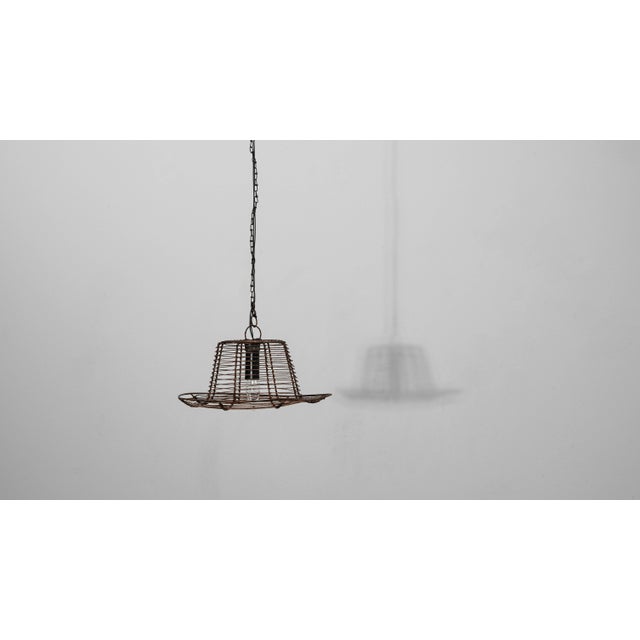 Early 20th Century 1900s French Industrial Flared Wire-Frame Pendant Light For Sale - Image 5 of 18