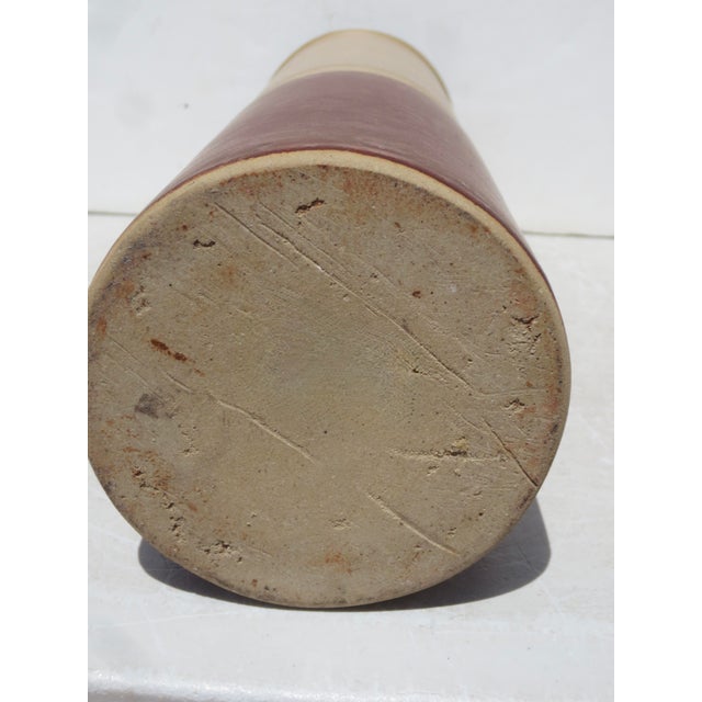 Beige Large, Tall, Stoneware Cylinder Vase For Sale - Image 8 of 9