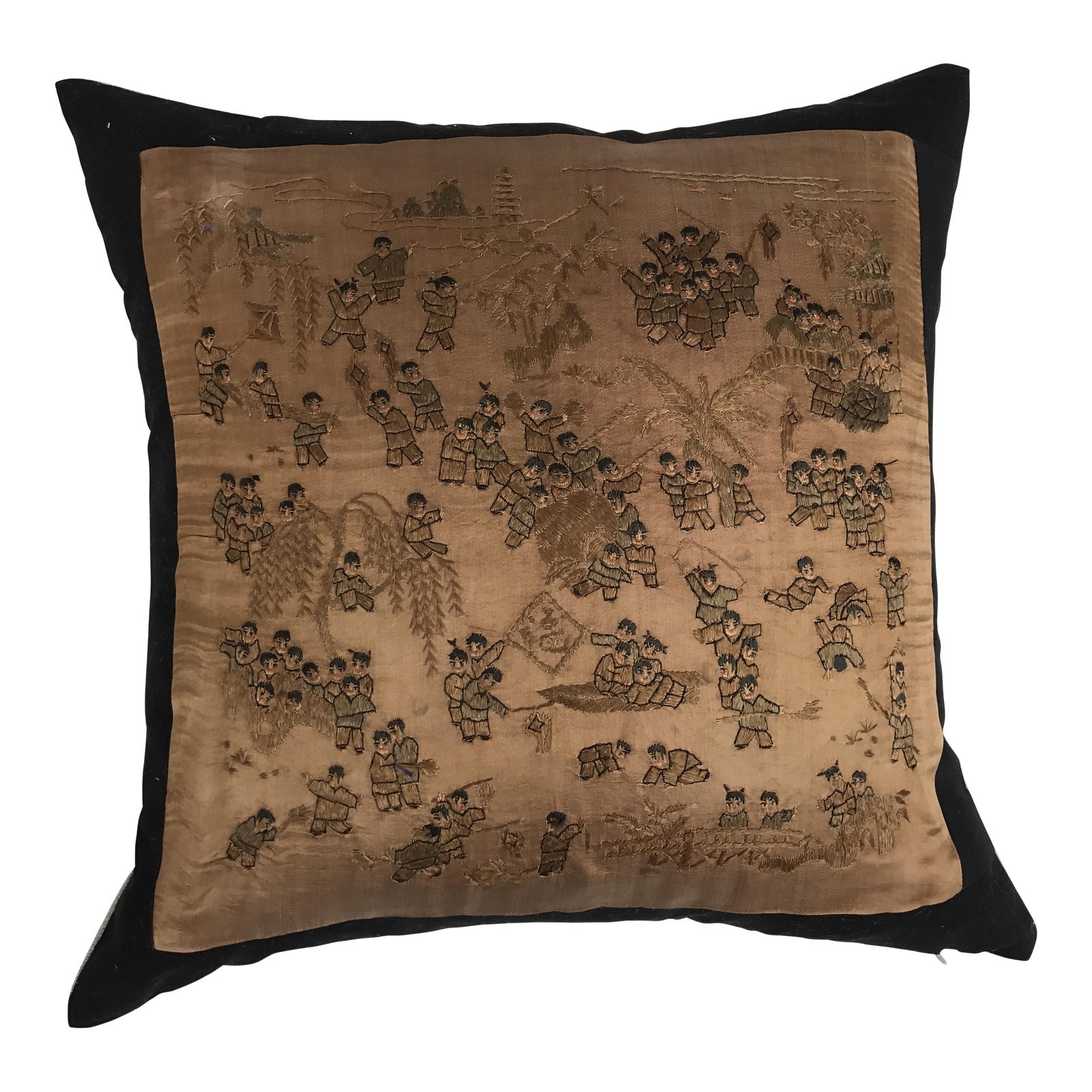 Chinese Silk Hand Embroidered 100 Children Pillow Chairish