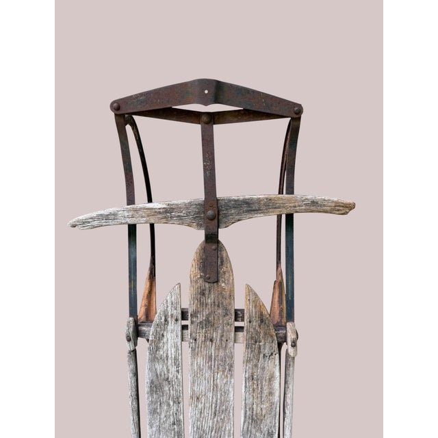Metal Large Antique Snow Sled Decor Patina Charm For Sale - Image 7 of 8