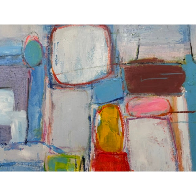 Modern Multicolored Geometric Color Block Canvas - Original Acrylic Art For Sale - Image 9 of 9