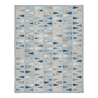 Swedish Geometric Rug by Celerie Kemble for Chairish in Sky, 5'x7' For Sale