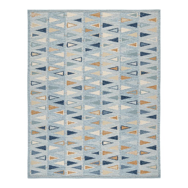 Swedish Geometric Rug by Celerie Kemble for Chairish in Sky, 5'x7' For Sale
