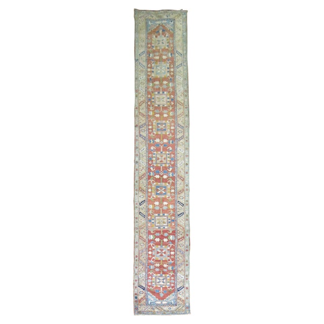 Long Antique Persian Heriz Runner For Sale - Image 15 of 18