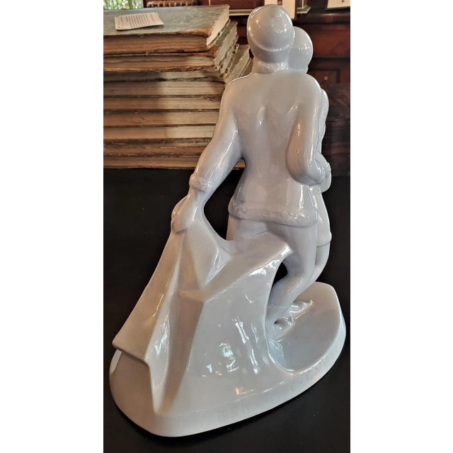 Gray Belgian Art Deco Charles Catteau Bfk Ice Skater Sculpture For Sale - Image 8 of 13
