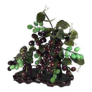 Asian Jade Stone Grape Bonsai Tree Mid 20th Century Chinese Oriental Asian Grape Bonsai Tree Vine Jade Stone Marble Sculpture