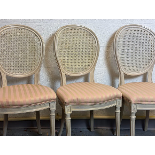 Vintage French Louis XVI Style Oval Cane Back Dining Chairs, Set of 6, C. 1970s For Sale - Image 10 of 17