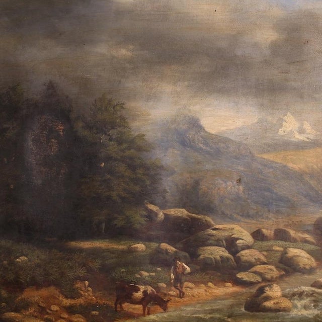 Italian Artist, Landscape, 1846, Oil on Canvas For Sale - Image 4 of 17