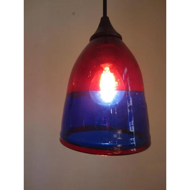 Small Murano Glass Hanging Lamp in Blue Red, 1990s For Sale - Image 7 of 8