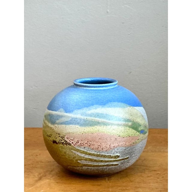 Vintage Abstract Glazed Ceramic Vase For Sale - Image 4 of 12