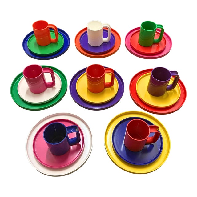 1970s Italian Heller Melamine Dinnerware - Set of 4 For Sale