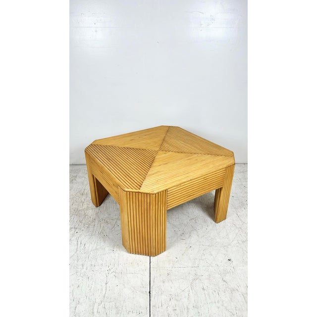 Boho Chic Vintage Split Reed Rattan Square Coffee Table For Sale - Image 3 of 9