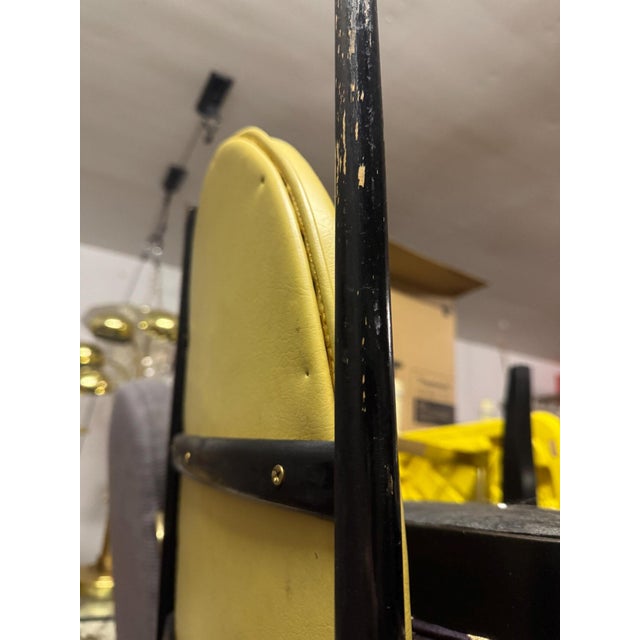 Pair of 1970s Italian Modern High-Back Sculptural Chairs in Yellow Leather For Sale - Image 9 of 10