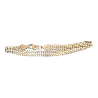 Vintage 4 Rows of Microspheres Dainty Silver Bracelet For Sale