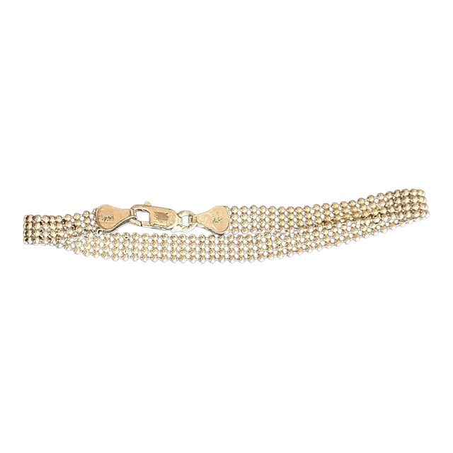 Vintage 4 Rows of Microspheres Dainty Silver Bracelet For Sale