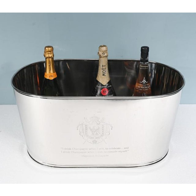 French Champagne Bucket Silver Plate 8 Bottle Wine Cooler Bollinger For Sale - Image 4 of 4