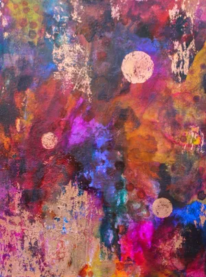 Original Abstract Contemporary Painting with Copper Leafing by Lisa Finlayson