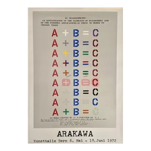 Shusaku Arakawa Japanese, 1936–2010 Arakawa, Kunsthalle Bern 6. Mai - Juni 1972, Hand Printed Silkscreen Museum Exhibition Poster, 1972