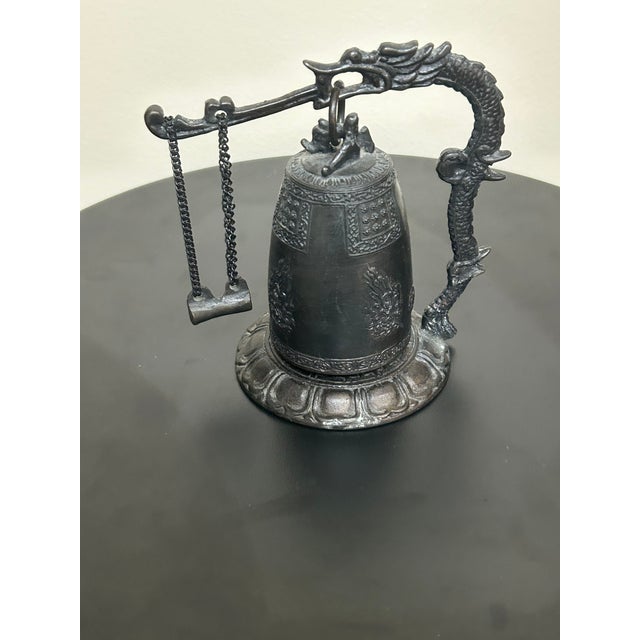 Vintage Japanese Cast Iron Dragon Temple Bell For Sale - Image 13 of 17