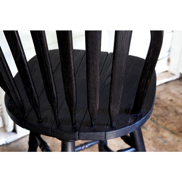 1990s Vintage ShouSugi Ban SpindleBack Swivel Classic Black Oak Bar