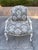 French Vintage French Style Armchair Wood Frame Damask Upholstery For Sale - Image 3 of 5