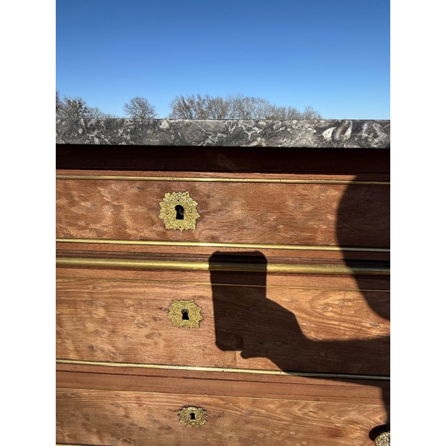 18th Century 18th Century French Louis XVI Marble Top Burl Mahogany Bleached Chest of Drawer / Commodes For Sale - Image 5 of 12